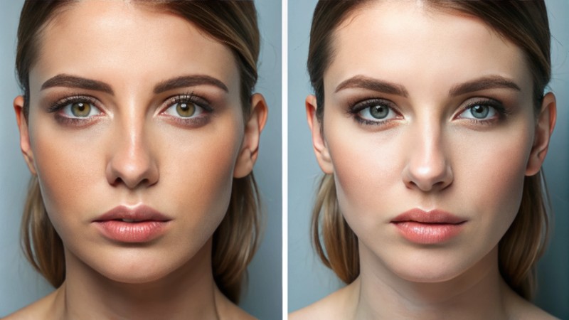 asymétrie du visage : avant et après